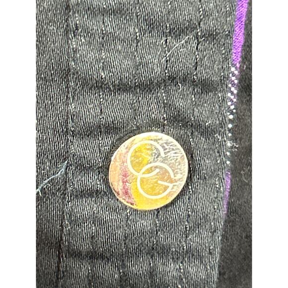 Coogi Shirt Dress 2X Black Purple Silver Belted Studded Logo Smocked Waist Y2K - Picture 4 of 16